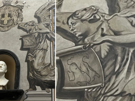 La cronologia dell'affresco dell'angelo ritraente Giorgia Meloni: il monumento del 1985, le decorazioni del 2000 e il contestato restauro